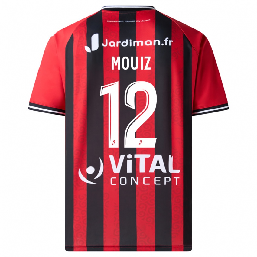 גברים Rayan Mouiz #12 אדום שחור ג'רזי ביתית 2025/26 חולצה קצרה
