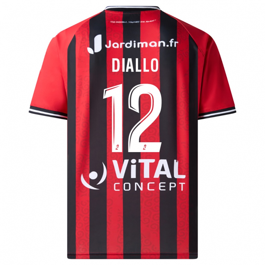 גברים Youssouf Diallo #12 אדום שחור ג'רזי ביתית 2025/26 חולצה קצרה