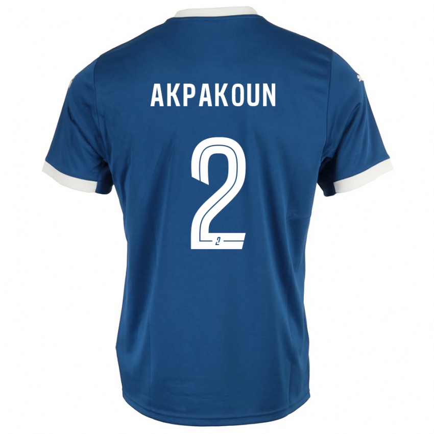 גברים Tom Akpakoun #2 כחול לבן ג'רזי ביתית 2025/26 חולצה קצרה