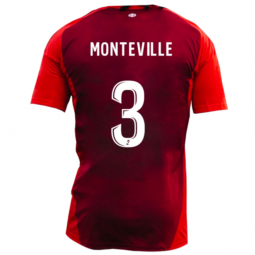 גברים Idriss Monteville #3 אדום בורגונדי ג'רזי ביתית 2025/26 חולצה קצרה