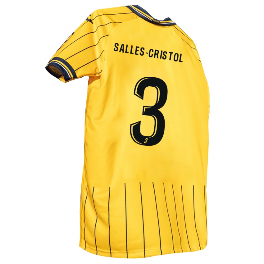 גברים Matéo Salles-Cristol #3 צהוב כחול נייבי ג'רזי ביתית 2025/26 חולצה קצרה