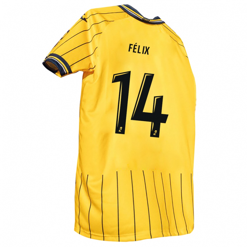 גברים Ulysse Félix #14 צהוב כחול נייבי ג'רזי ביתית 2025/26 חולצה קצרה