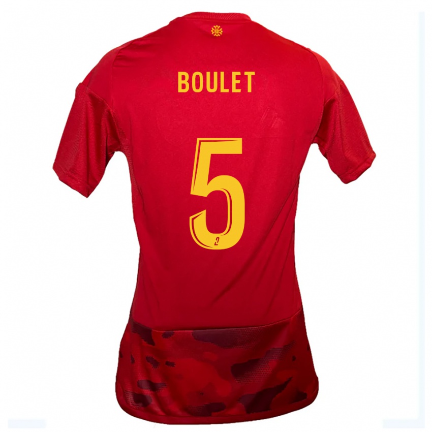 גברים Lucas Boulet #5 אדום צהוב ג'רזי ביתית 2025/26 חולצה קצרה