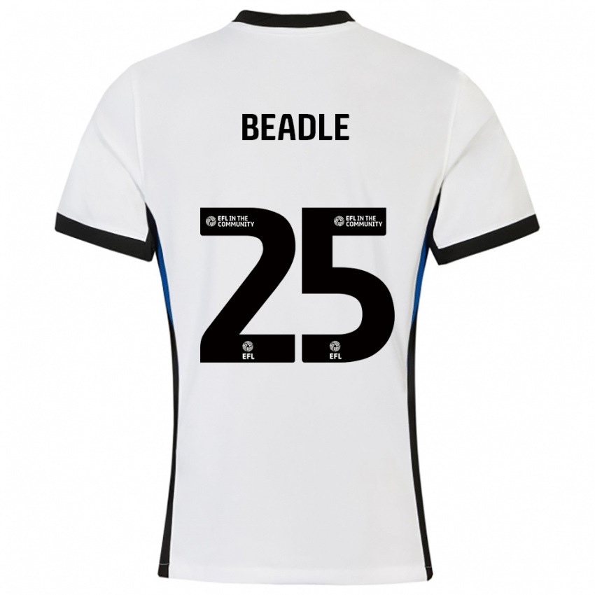 גברים ג'יימס בידל #25 לבן כחול הרחק ג'רזי 2025/26 חולצה קצרה