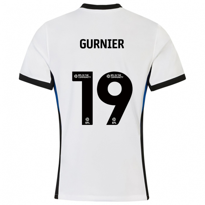 גברים Aurelien Gurnier #19 לבן כחול הרחק ג'רזי 2025/26 חולצה קצרה גברים Aurelien Gurnier #19 לבן כחול הרחק ג'רזי 2025/26 חולצה קצרה