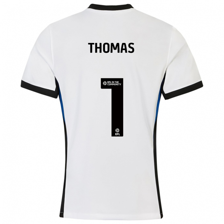גברים לוסי תומאס #1 לבן כחול הרחק ג'רזי 2025/26 חולצה קצרה