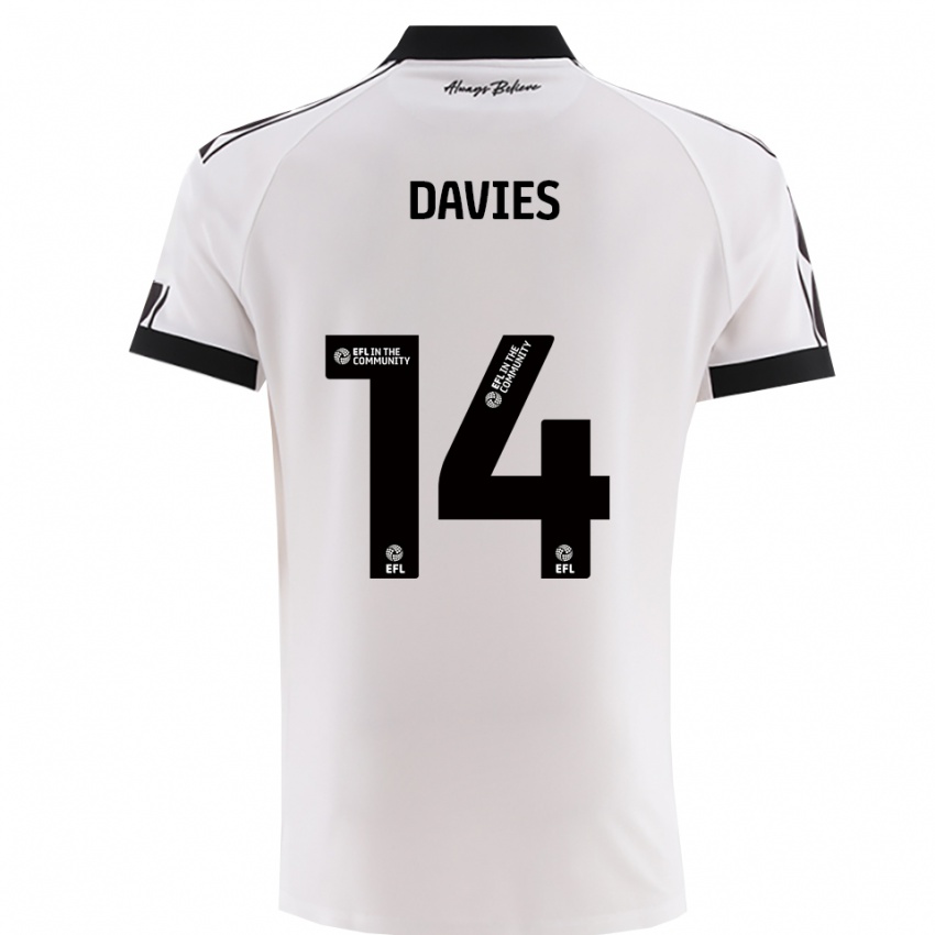 גברים Max Davies #14 לבן שחור הרחק ג'רזי 2025/26 חולצה קצרה