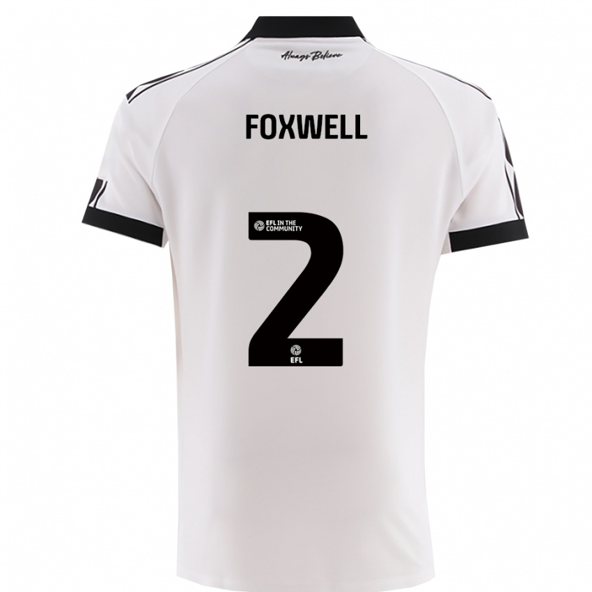 גברים Jaiden Foxwell #2 לבן שחור הרחק ג'רזי 2025/26 חולצה קצרה