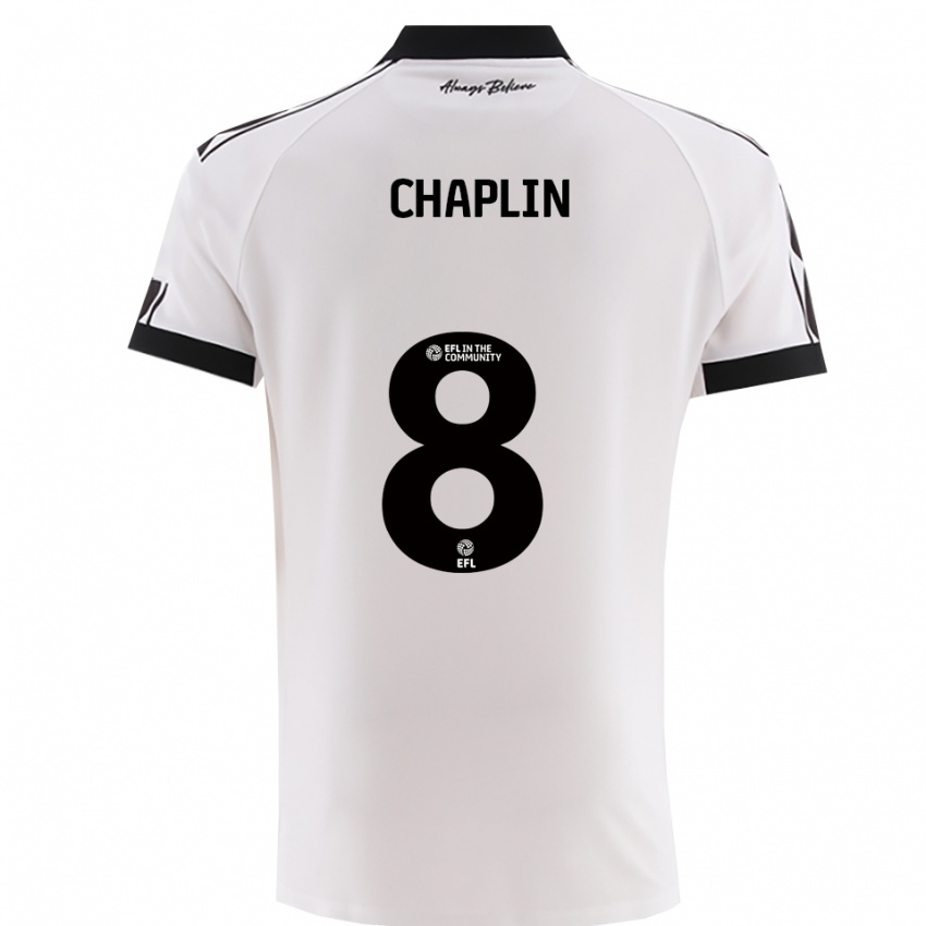 גברים Tom Chaplin #8 לבן שחור הרחק ג'רזי 2025/26 חולצה קצרה