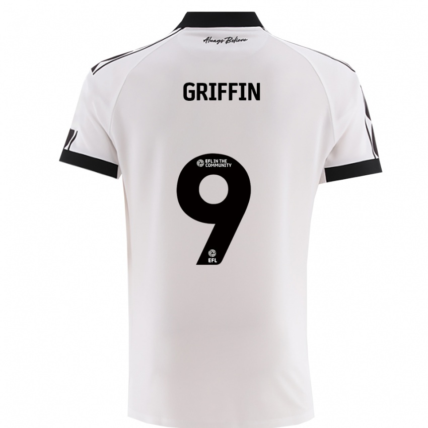 גברים Jack Griffin #9 לבן שחור הרחק ג'רזי 2025/26 חולצה קצרה