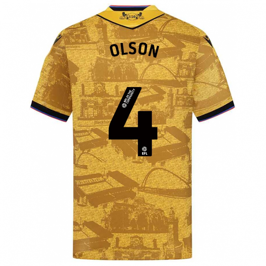 גברים Charlie Olson #4 זהב שחור הרחק ג'רזי 2025/26 חולצה קצרה