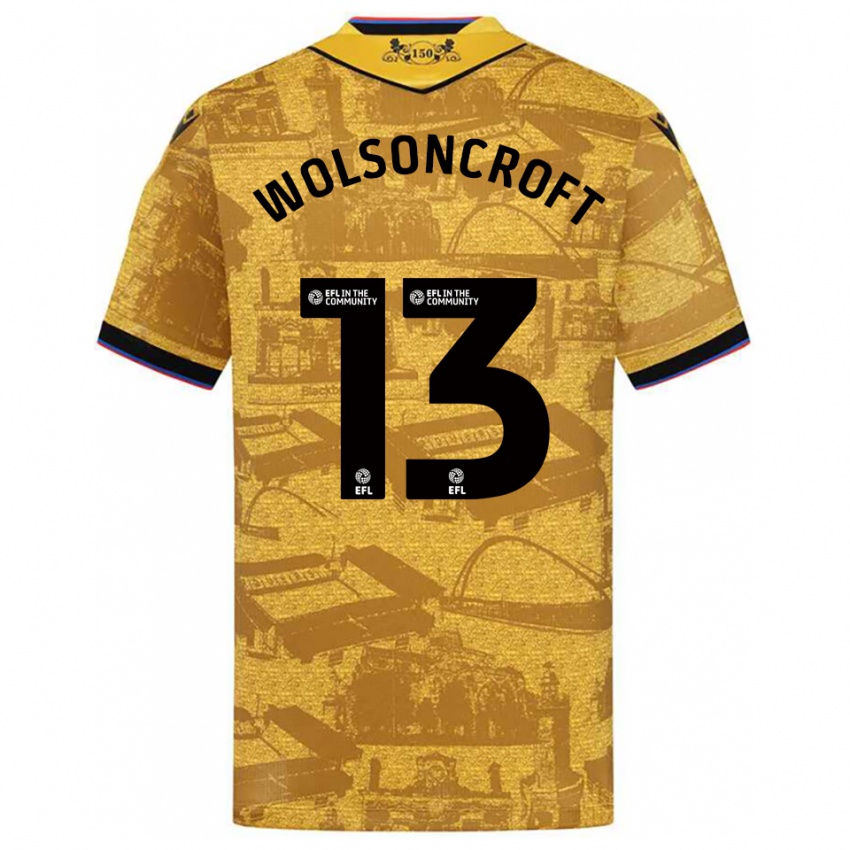 גברים Blake Wolsoncroft #13 זהב שחור הרחק ג'רזי 2025/26 חולצה קצרה