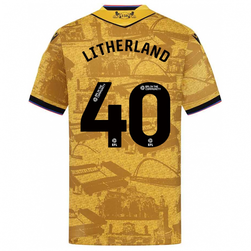 גברים Matty Litherland #40 זהב שחור הרחק ג'רזי 2025/26 חולצה קצרה