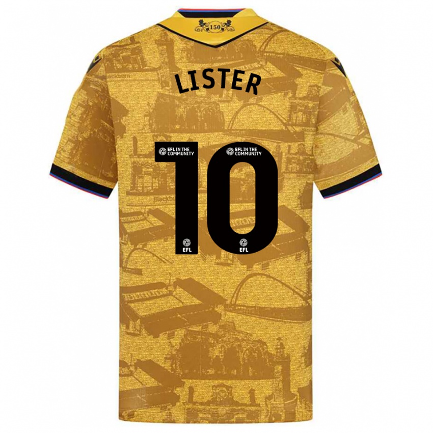 גברים Harry Lister #10 זהב שחור הרחק ג'רזי 2025/26 חולצה קצרה