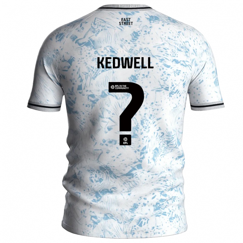 גברים Harvey Kedwell #0 לבן תכלת הרחק ג'רזי 2025/26 חולצה קצרה