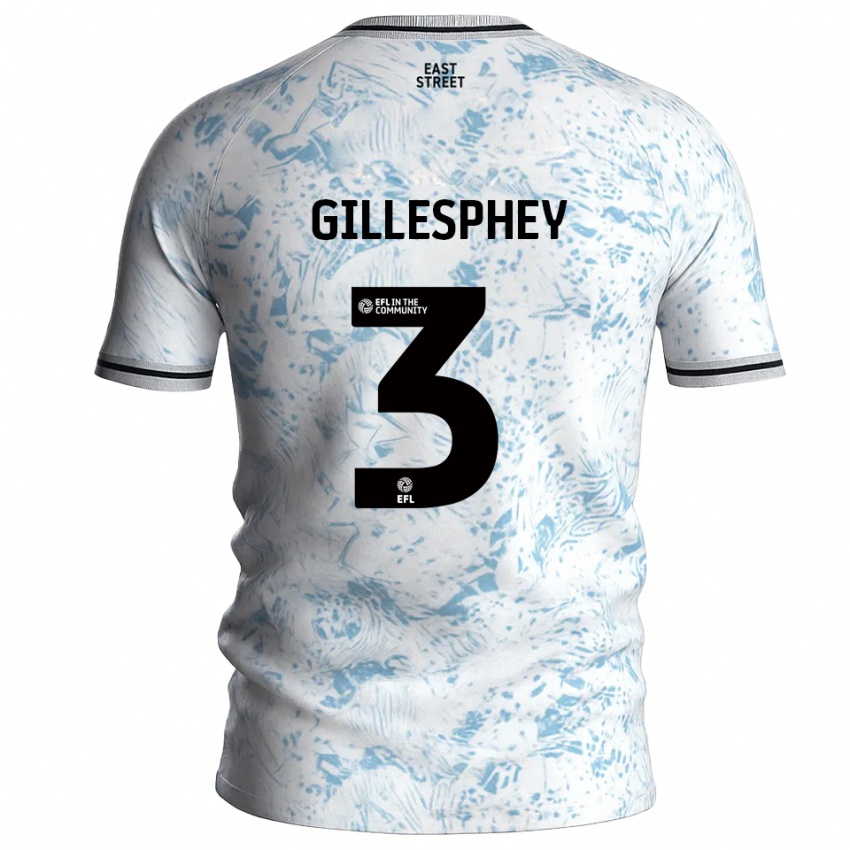 גברים מקאוליי גילספי #3 לבן תכלת הרחק ג'רזי 2025/26 חולצה קצרה