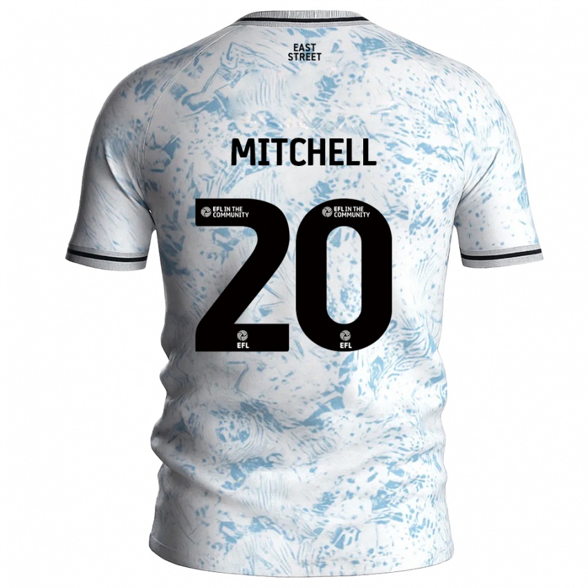 גברים זאק מיטשל #20 לבן תכלת הרחק ג'רזי 2025/26 חולצה קצרה