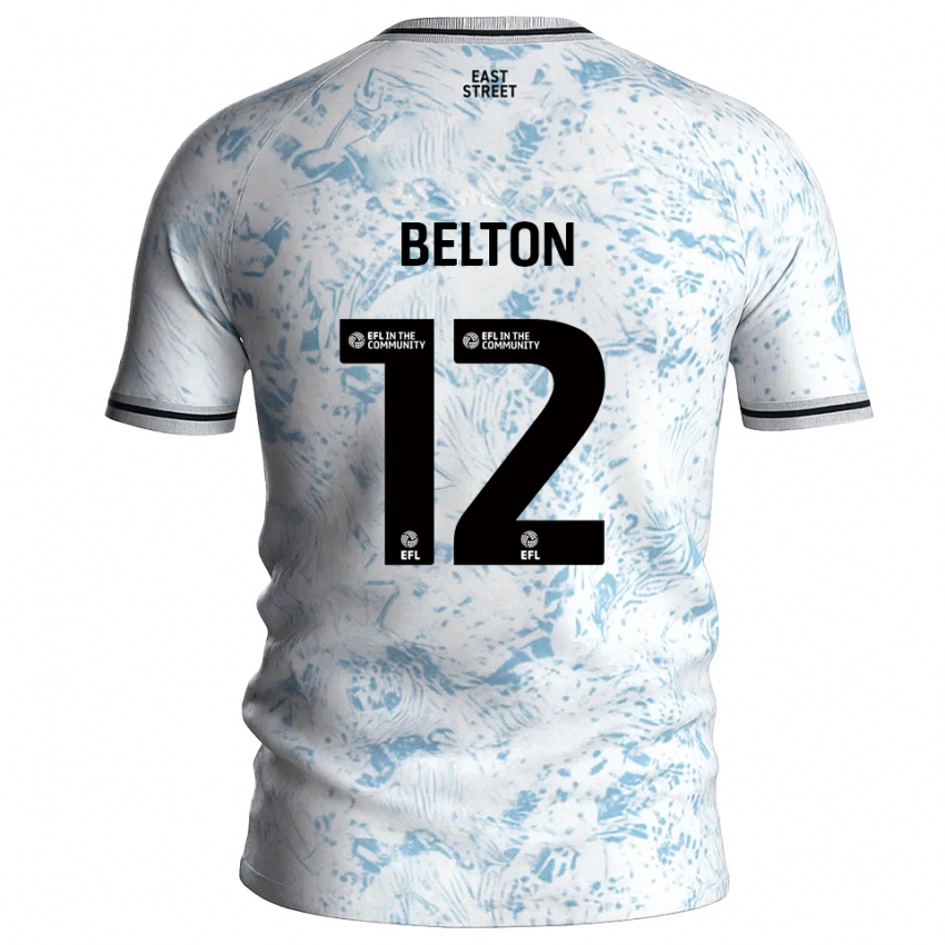 גברים Jack Belton #12 לבן תכלת הרחק ג'רזי 2025/26 חולצה קצרה