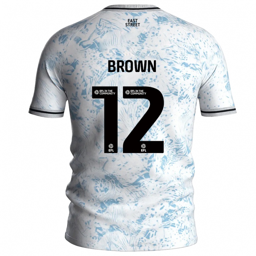 גברים Ethan Brown #12 לבן תכלת הרחק ג'רזי 2025/26 חולצה קצרה