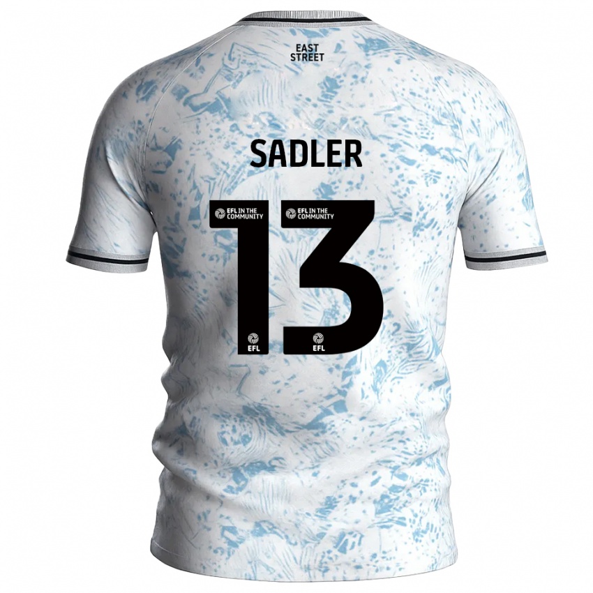 גברים Jude Sadler #13 לבן תכלת הרחק ג'רזי 2025/26 חולצה קצרה