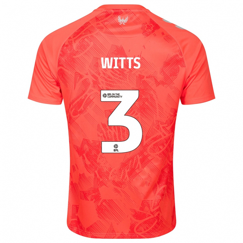 גברים Callum Witts #3 כתום לבן הרחק ג'רזי 2025/26 חולצה קצרה