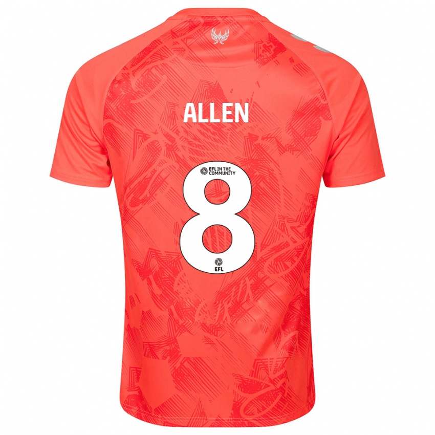 גברים ג'יימי אלן #8 כתום לבן הרחק ג'רזי 2025/26 חולצה קצרה