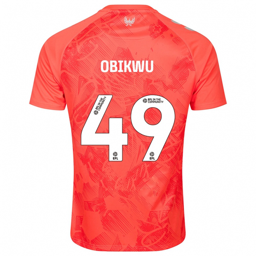 גברים ג'סטין אוביקוו #49 כתום לבן הרחק ג'רזי 2025/26 חולצה קצרה