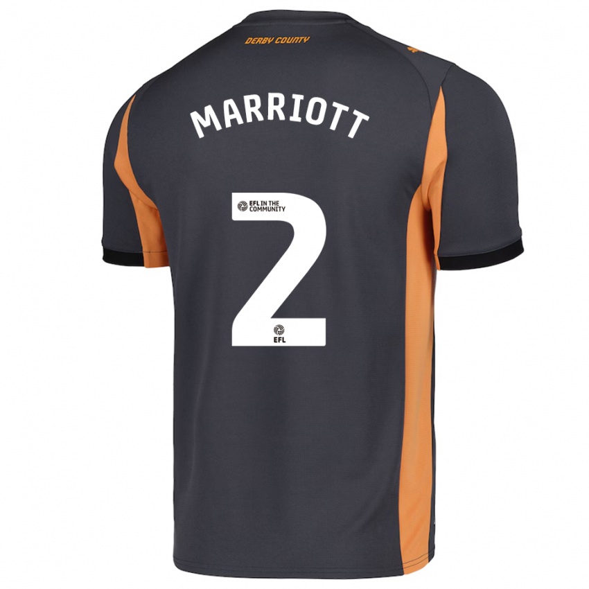 גברים Tom Marriott #2 אפור כתום שחור הרחק ג'רזי 2025/26 חולצה קצרה