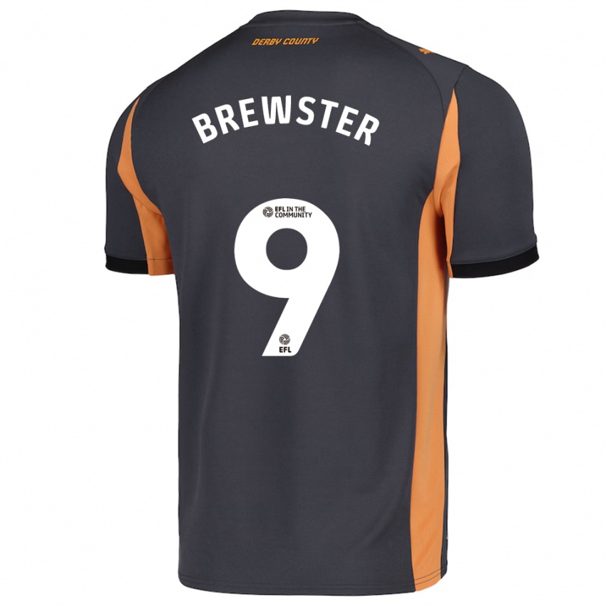 גברים ריאן ברוסטר #9 אפור כתום שחור הרחק ג'רזי 2025/26 חולצה קצרה