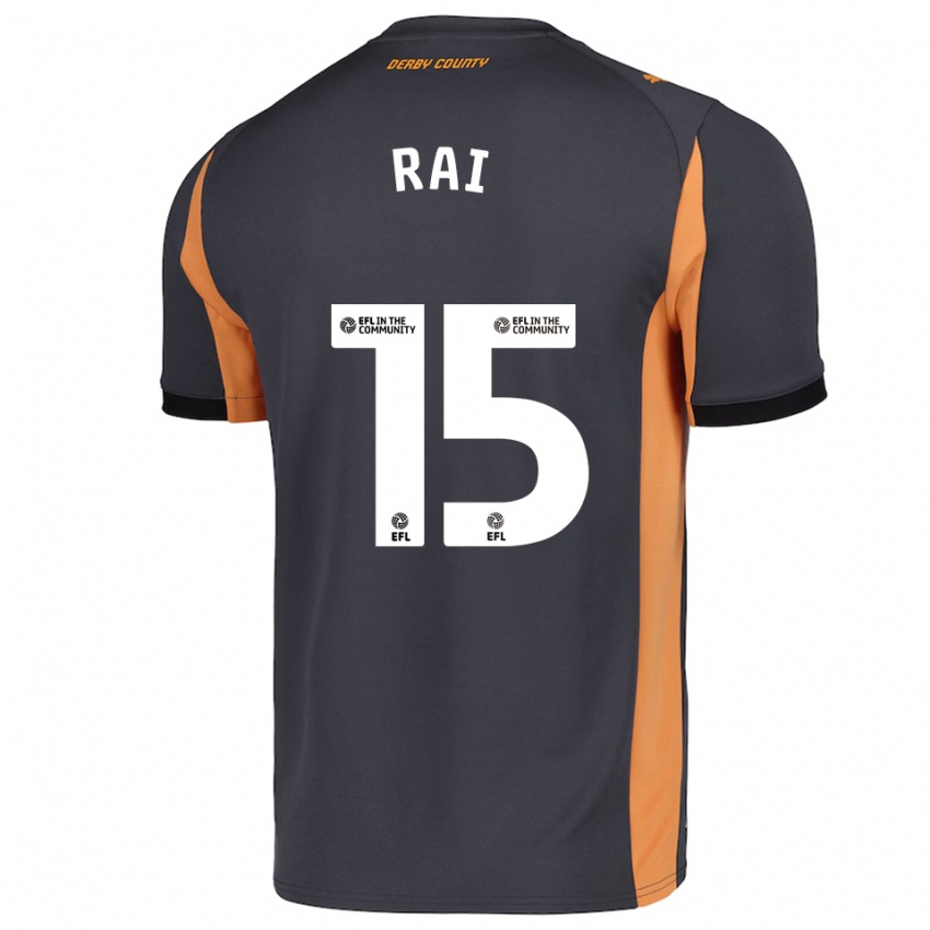 גברים קירה ראיי #15 אפור כתום שחור הרחק ג'רזי 2025/26 חולצה קצרה