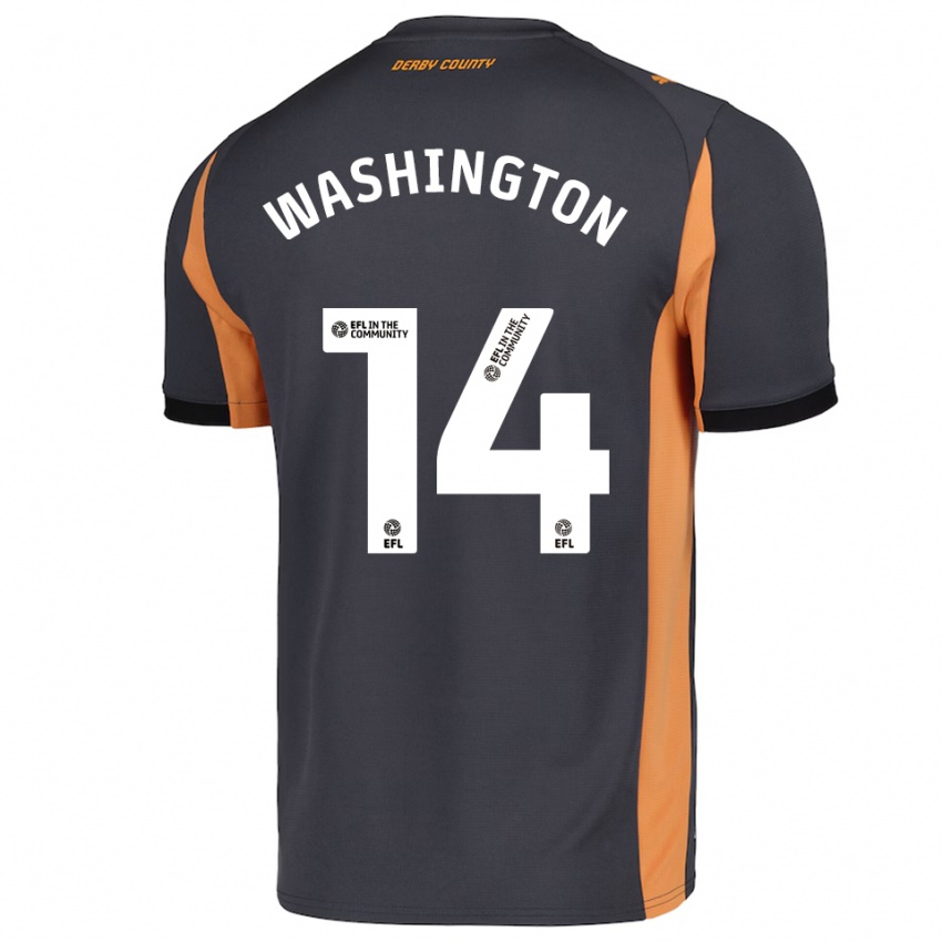 גברים קונור וושינגטון #14 אפור כתום שחור הרחק ג'רזי 2025/26 חולצה קצרה