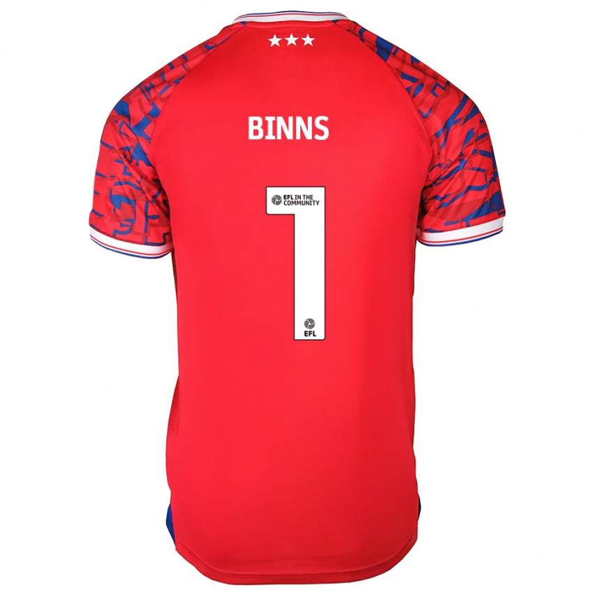 גברים Charlie Binns #1 אדום כחול הרחק ג'רזי 2025/26 חולצה קצרה