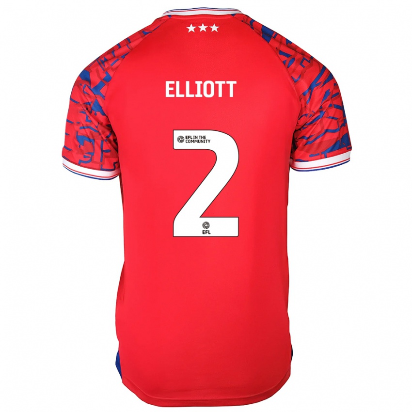 גברים Leon Elliott #2 אדום כחול הרחק ג'רזי 2025/26 חולצה קצרה