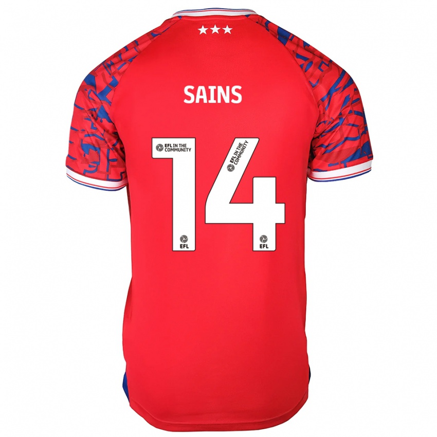 גברים בובי סאינס #14 אדום כחול הרחק ג'רזי 2025/26 חולצה קצרה