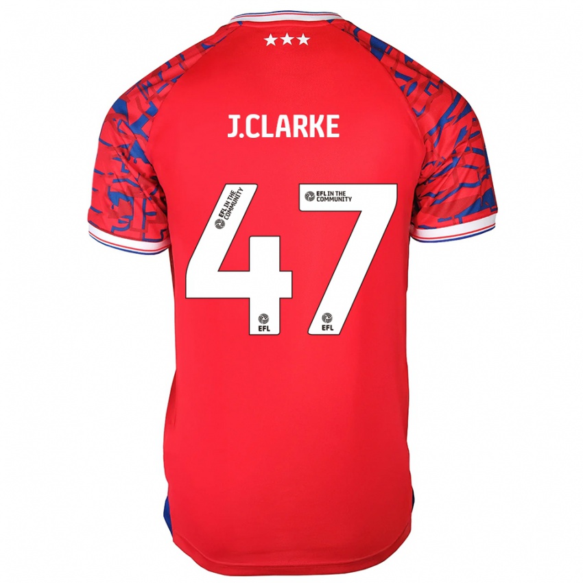 גברים ג'ק קלארק #47 אדום כחול הרחק ג'רזי 2025/26 חולצה קצרה