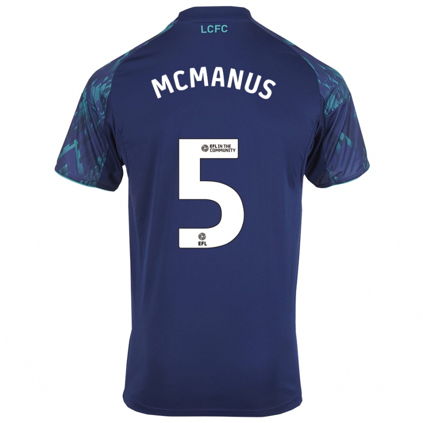 גברים אבי מקמנוס #5 כחול נייבי ירוק לבן הרחק ג'רזי 2025/26 חולצה קצרה
