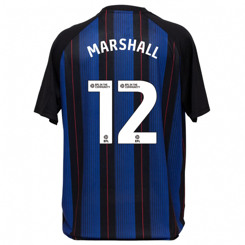 גברים איב מרשל #12 כחול שחור הרחק ג'רזי 2025/26 חולצה קצרה