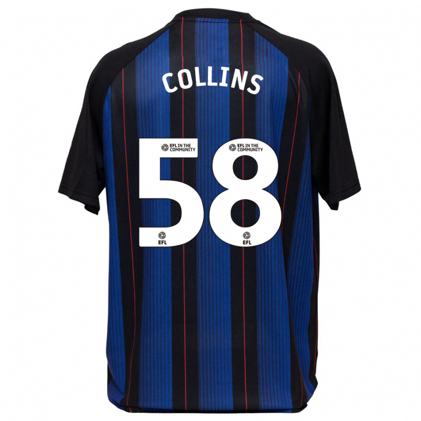 גברים סם קולינס #58 כחול שחור הרחק ג'רזי 2025/26 חולצה קצרה