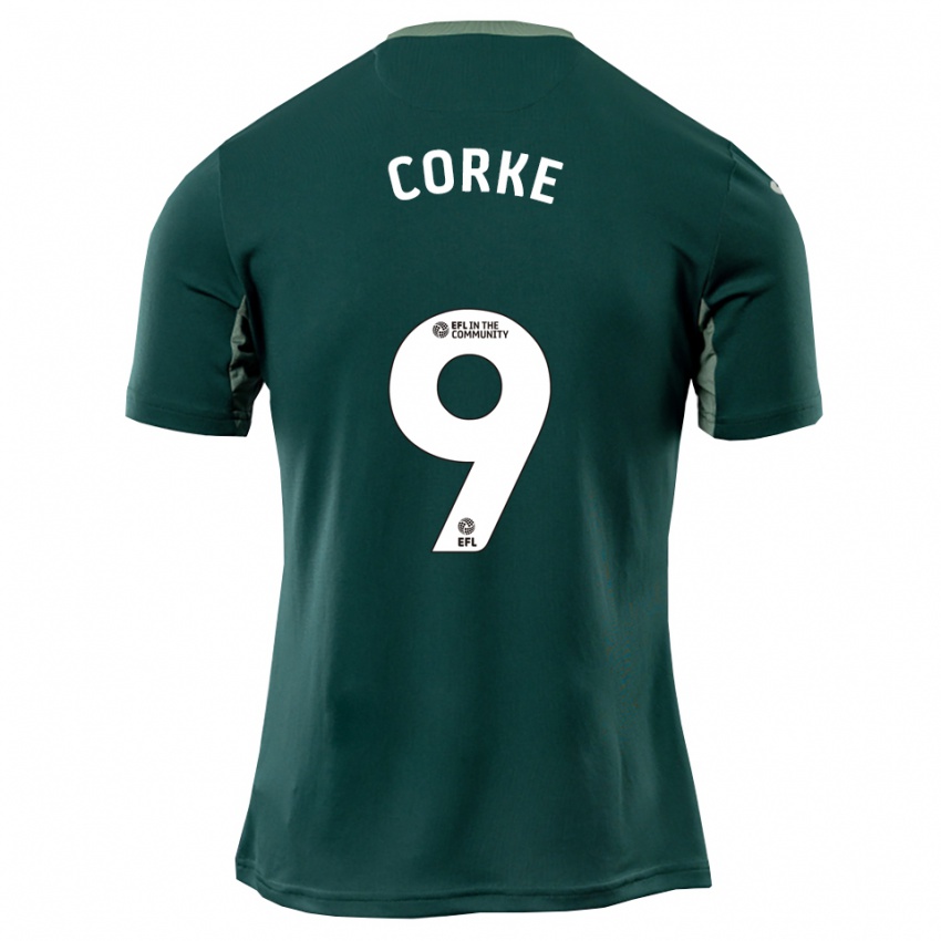 גברים Finlay Corke #9 ירוק לבן סגול הרחק ג'רזי 2025/26 חולצה קצרה