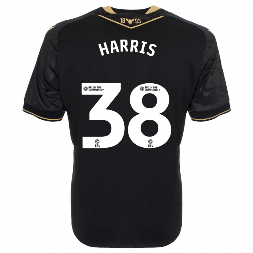 גברים לוק האריס #38 שחור זהב הרחק ג'רזי 2025/26 חולצה קצרה