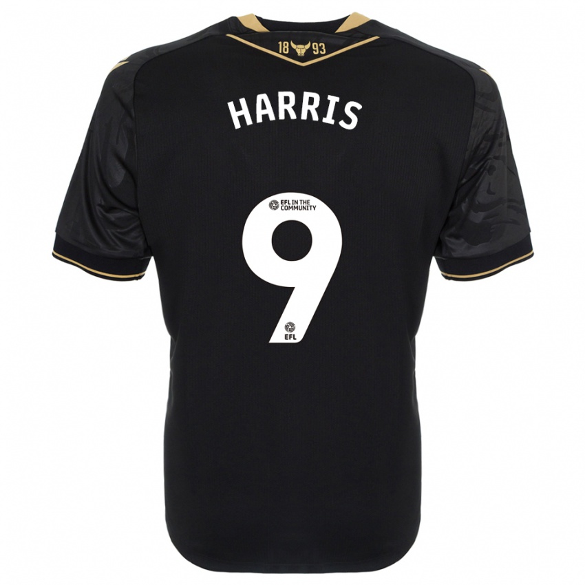 גברים Mark Harris #9 שחור זהב הרחק ג'רזי 2025/26 חולצה קצרה