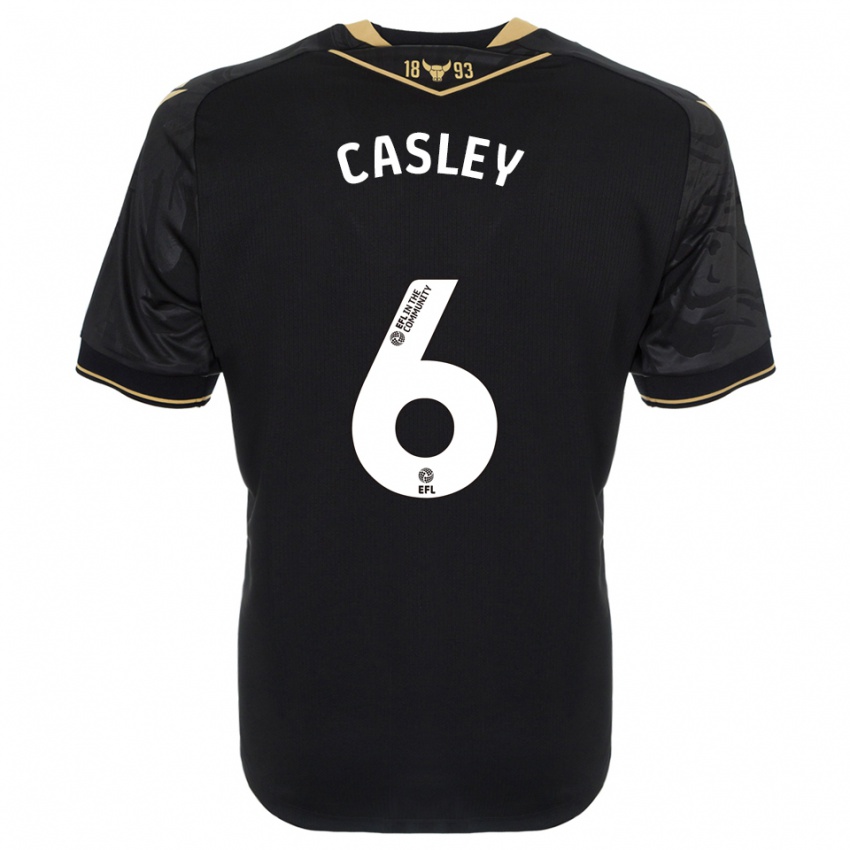 גברים ריבה קייסלי #6 שחור זהב הרחק ג'רזי 2025/26 חולצה קצרה