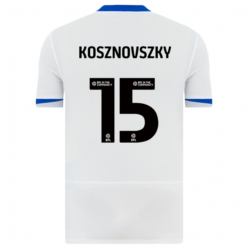 גברים Márk Kosznovszky #15 לבן שחור הרחק ג'רזי 2025/26 חולצה קצרה