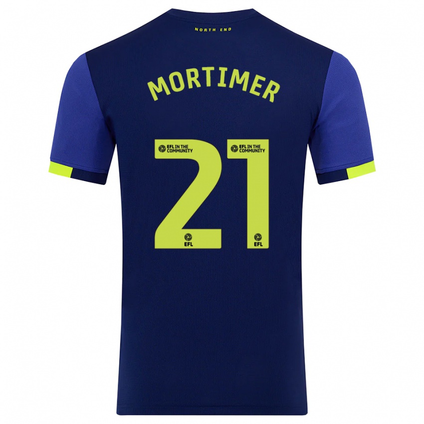 גברים Jodie Mortimer #21 כחול נייבי צהוב הרחק ג'רזי 2025/26 חולצה קצרה