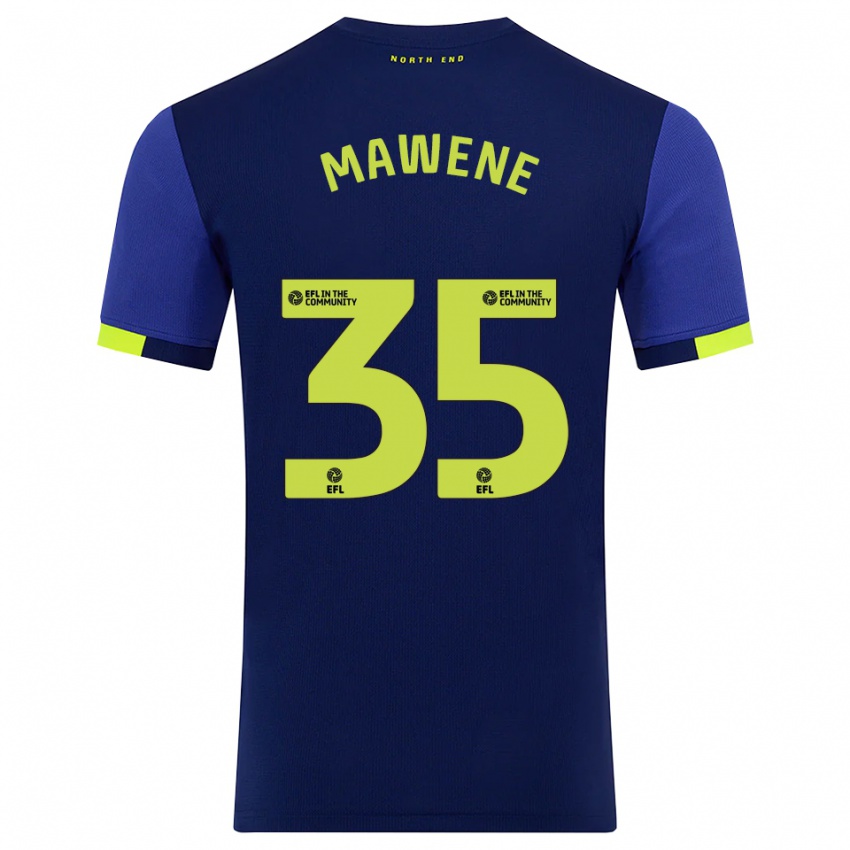 גברים Noah Mawene #35 כחול נייבי צהוב הרחק ג'רזי 2025/26 חולצה קצרה