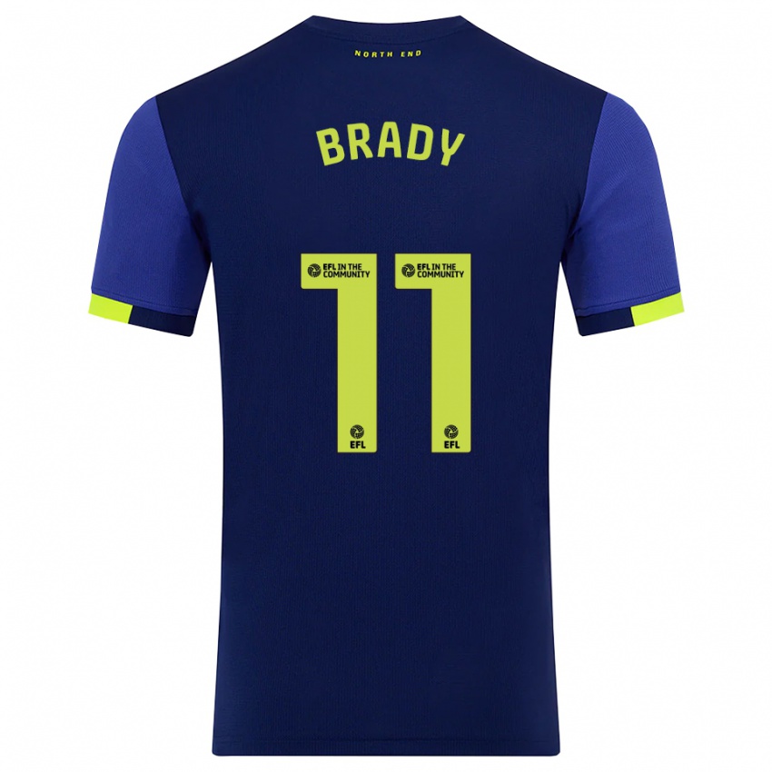 גברים רובי בריידי #11 כחול נייבי צהוב הרחק ג'רזי 2025/26 חולצה קצרה