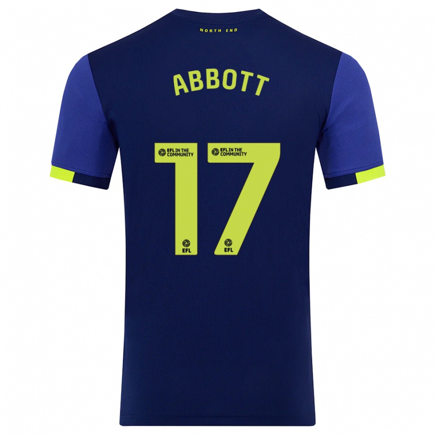 גברים Becky Abbott #17 כחול נייבי צהוב הרחק ג'רזי 2025/26 חולצה קצרה