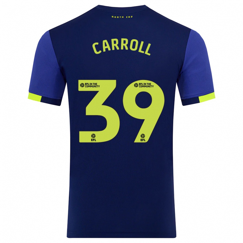 גברים Theo Carroll #39 כחול נייבי צהוב הרחק ג'רזי 2025/26 חולצה קצרה