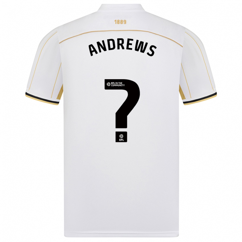 גברים Ryan Andrews #0 לבן זהב הרחק ג'רזי 2025/26 חולצה קצרה