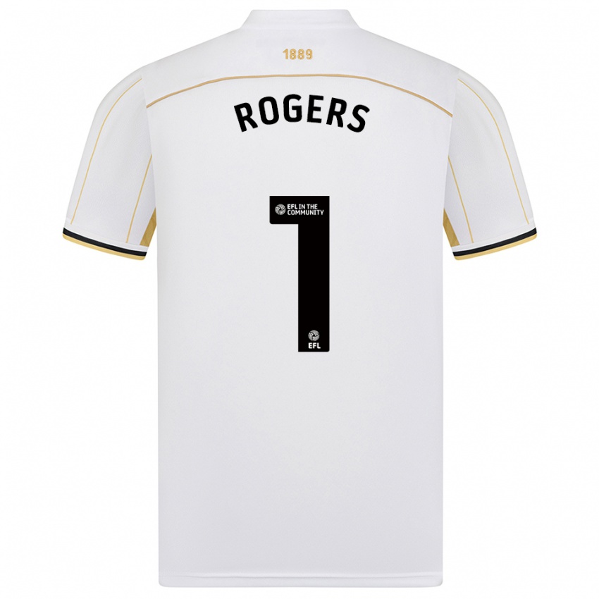 גברים שאן רוג'רס #1 לבן זהב הרחק ג'רזי 2025/26 חולצה קצרה